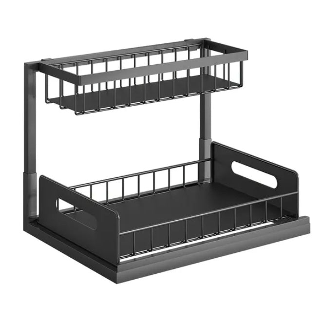 2 Tier Under Sink Organizer - Pull out Storage Rack for Kitchen & Bathroom
