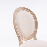 2 Solid Wood Frame Linen Fabric Oval Back Dining Chairs